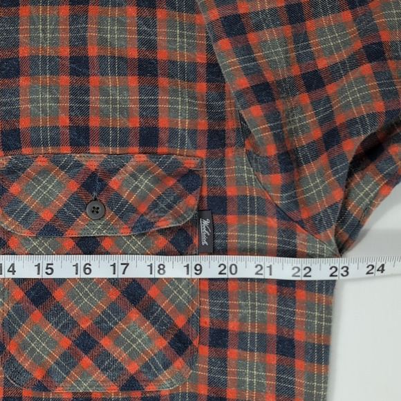 Woolrich Trout Run Mens M Flannel Shirt Plaid Orange Blue Long Sleeve Cotton - Picture 12 of 15